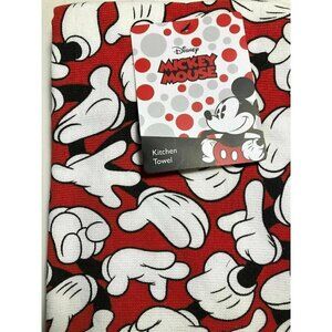 🛒$12 - Disney Mickey Mouse Hand 2 Pack Kitchen Tea Towels Cotton Red NWT 2229